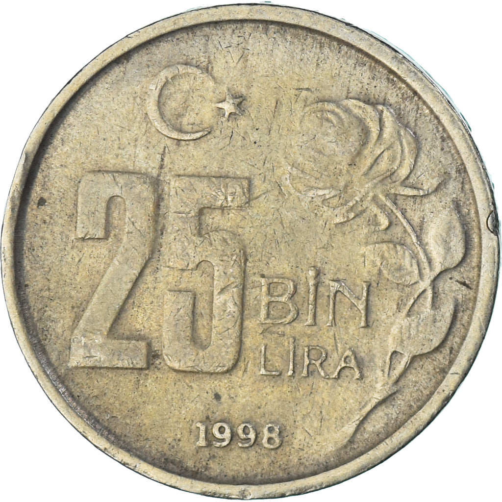 Moneta, Turchia, 25000 Lira, 25 Bin Lira, 1998