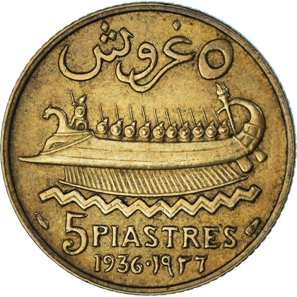 Moneda, Líbano, 5 Piastres, 1936