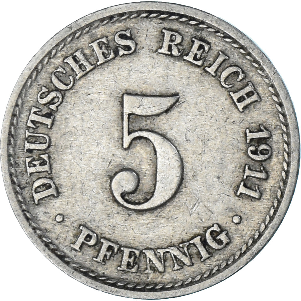 Munten, Duitsland, 5 Pfennig, 1911