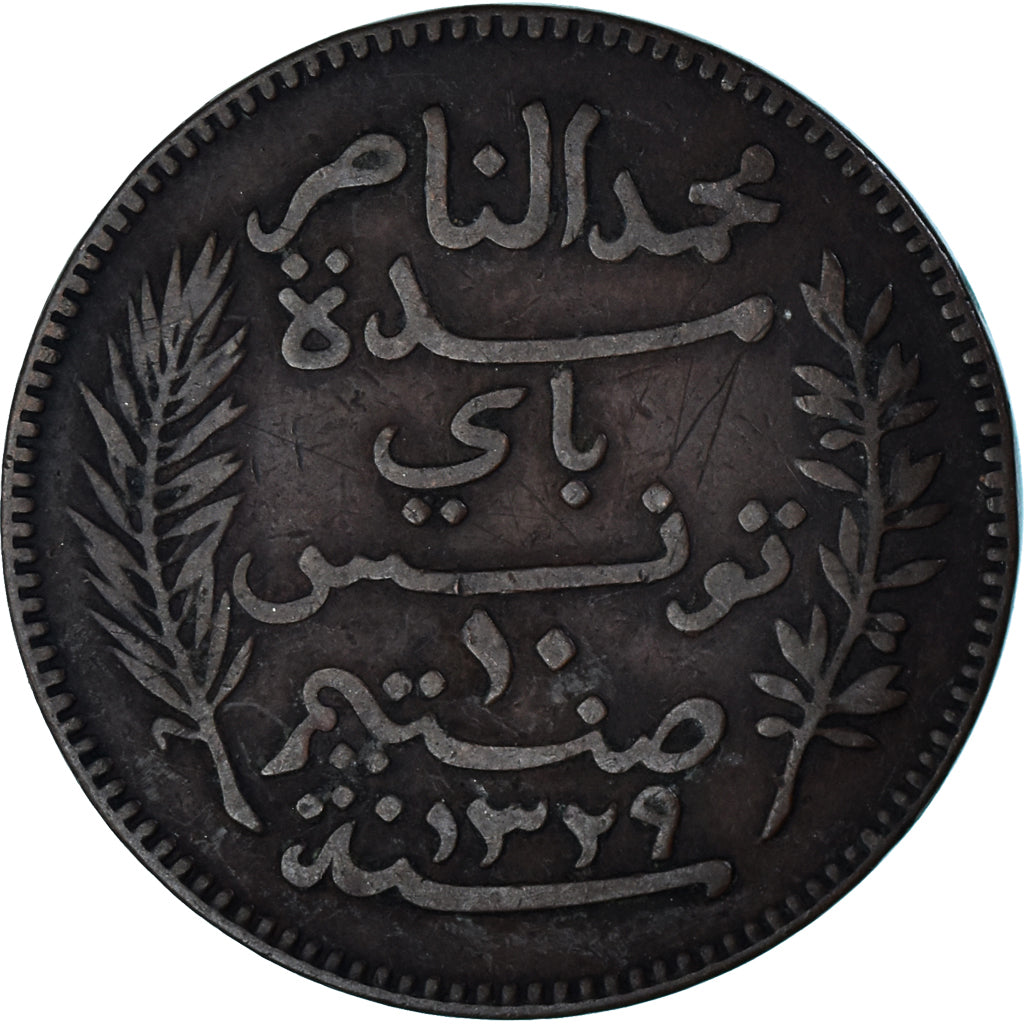 Munten, Tunisië, 10 Centimes, 1911