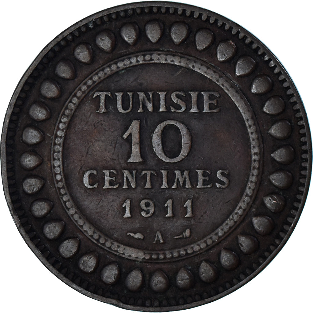Munten, Tunisië, 10 Centimes, 1911