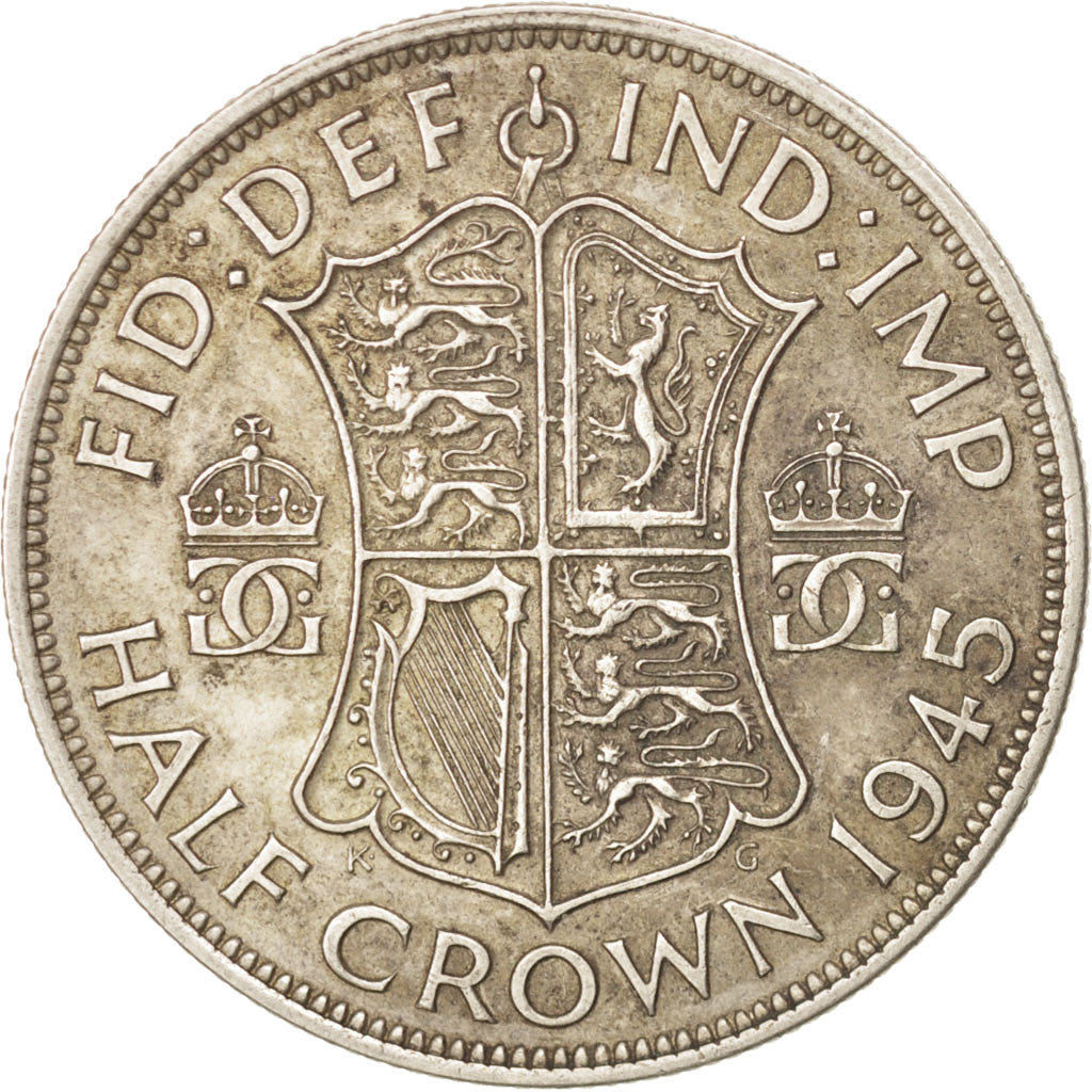 Coin, Great Britain, George VI, 1/2 Crown, 1945, EF(40-45), Silver, KM:856