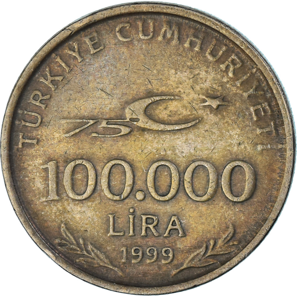 Moeda, Turquia, 100000 Lira, 100 Bin Lira, 1999