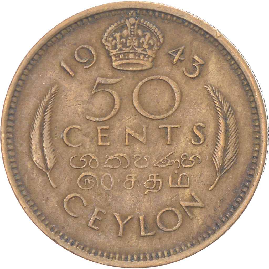 Monnaie, Sri Lanka , 50 Cents, 1943