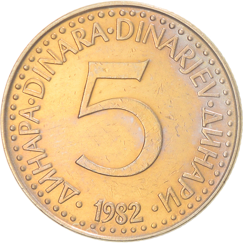 Münze, Jugoslawien, 5 Dinara, 1982