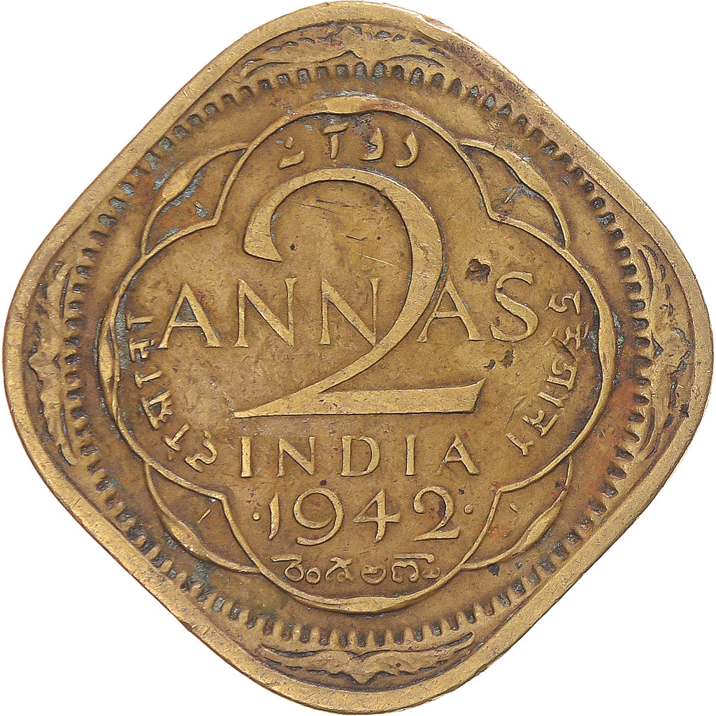 Moneda, India, 2 Annas, 1942