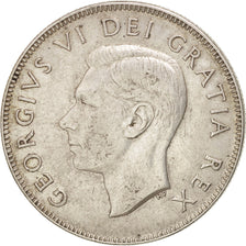 CANADA, 50 Cents, 1952, Royal Canadian Mint, KM #45, EF(40-45), Silver, 29.72,..