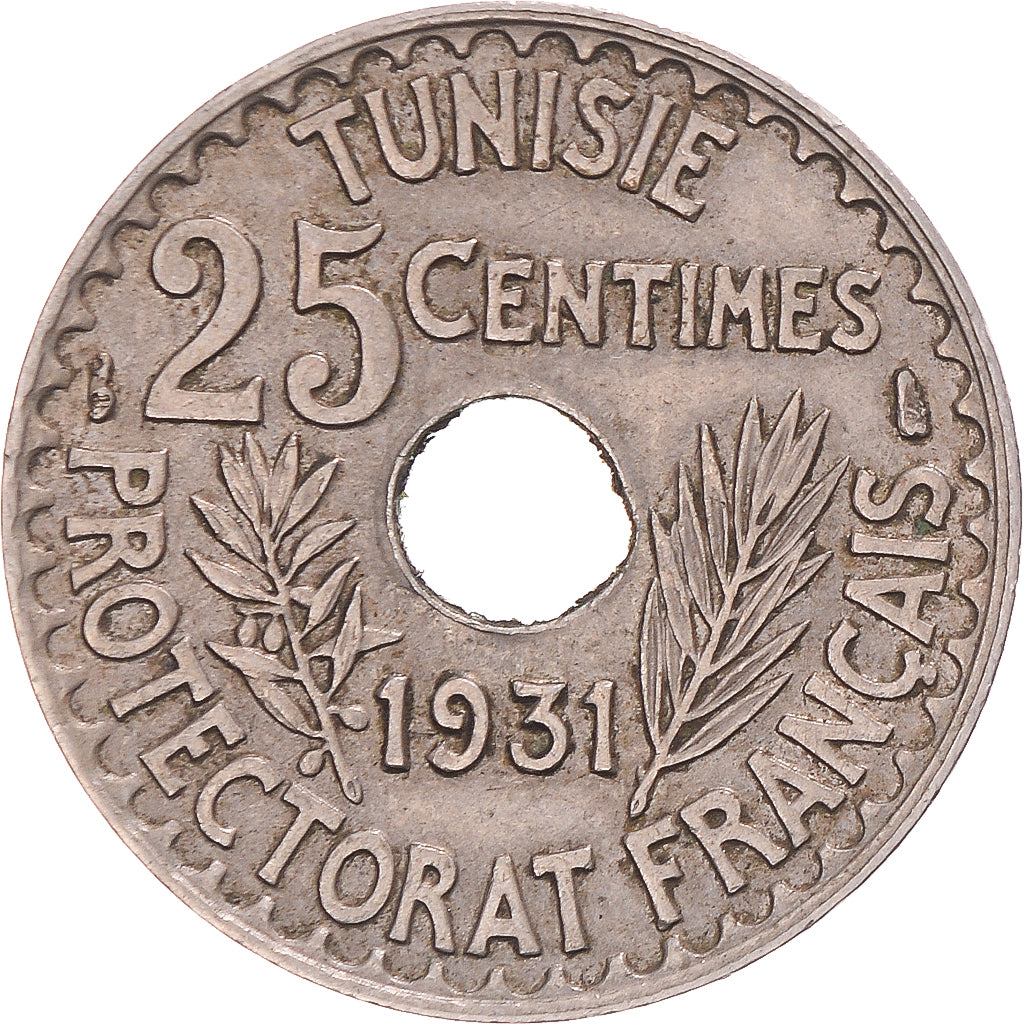 Coin, Tunisia, 25 Centimes, 1931