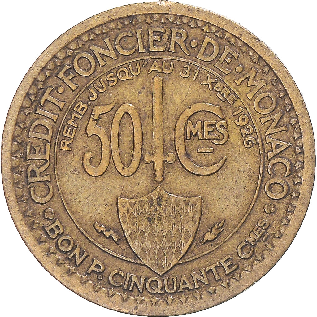 Coin, Monaco, 50 Centimes, 1924
