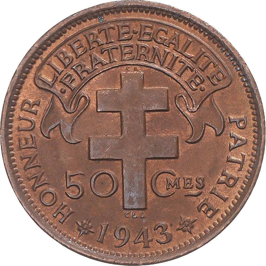 Monnaie, Afrique-Équatoriale française, 50 Centimes, 1943