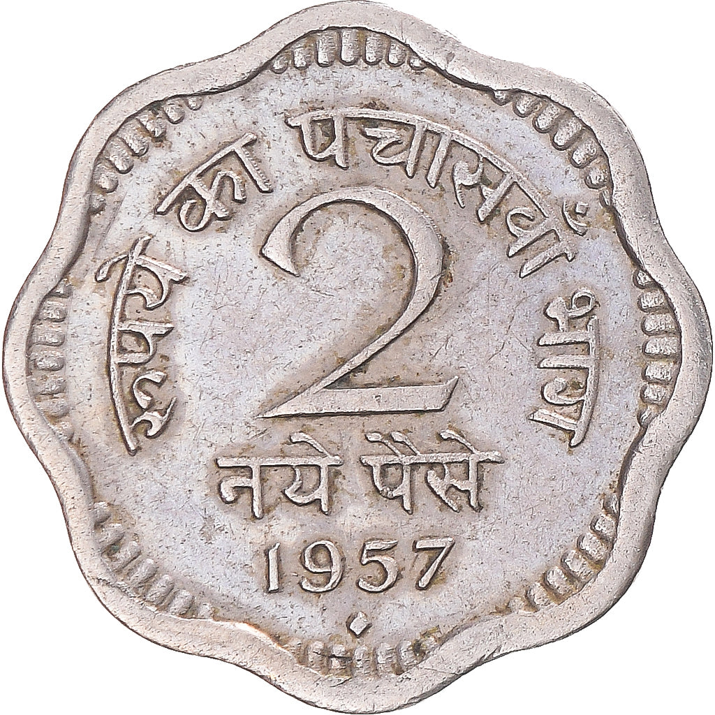 Münze, India, 2 Naye Paise, 1957