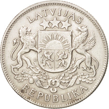 LATVIA, 2 Lati, 1925, KM #8, AU(50-53), Silver, 27, 9.96