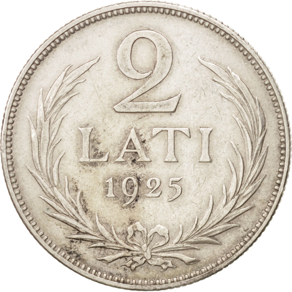 LATVIA, 2 Lati, 1925, KM #8, AU(50-53), Silver, 27, 9.96