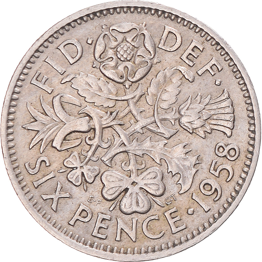 Monnaie, Grande-Bretagne, 6 Pence, 1958
