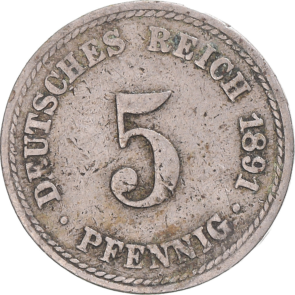 Moneda, Alemania, 5 Pfennig, 1891