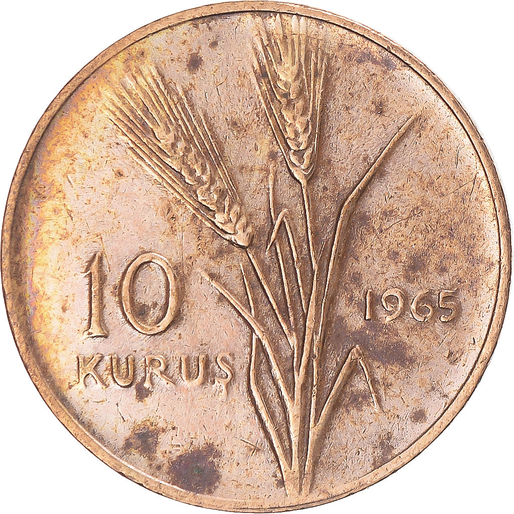 Moeda, Turquia, 10 Kurus, 1965