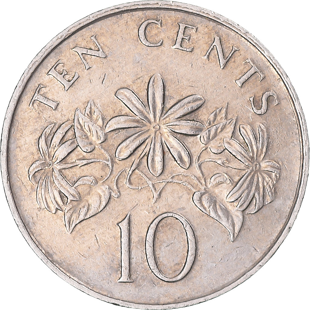 Moeda, Singapura, 10 Cents, 1990