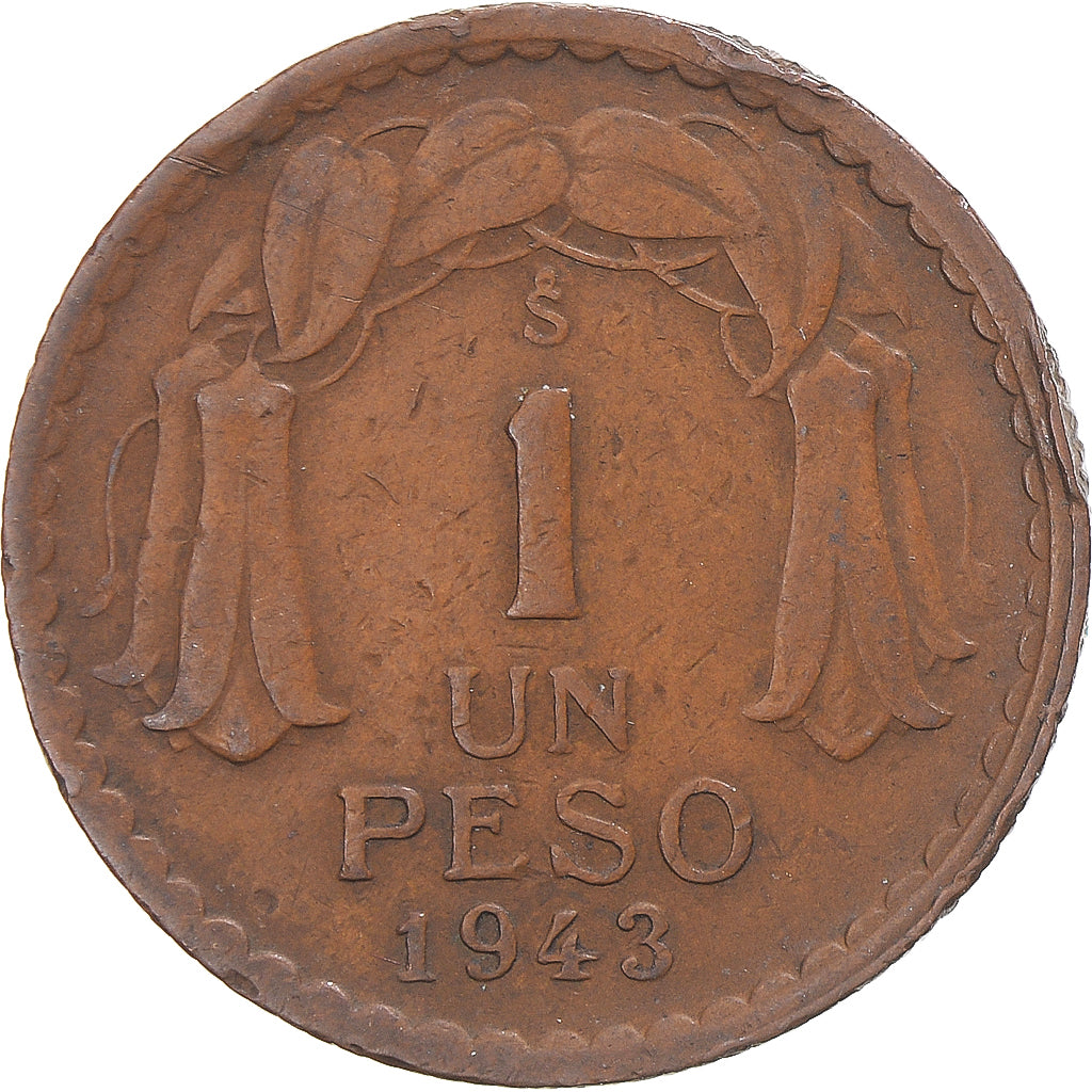 Coin, Chile, Peso, 1943