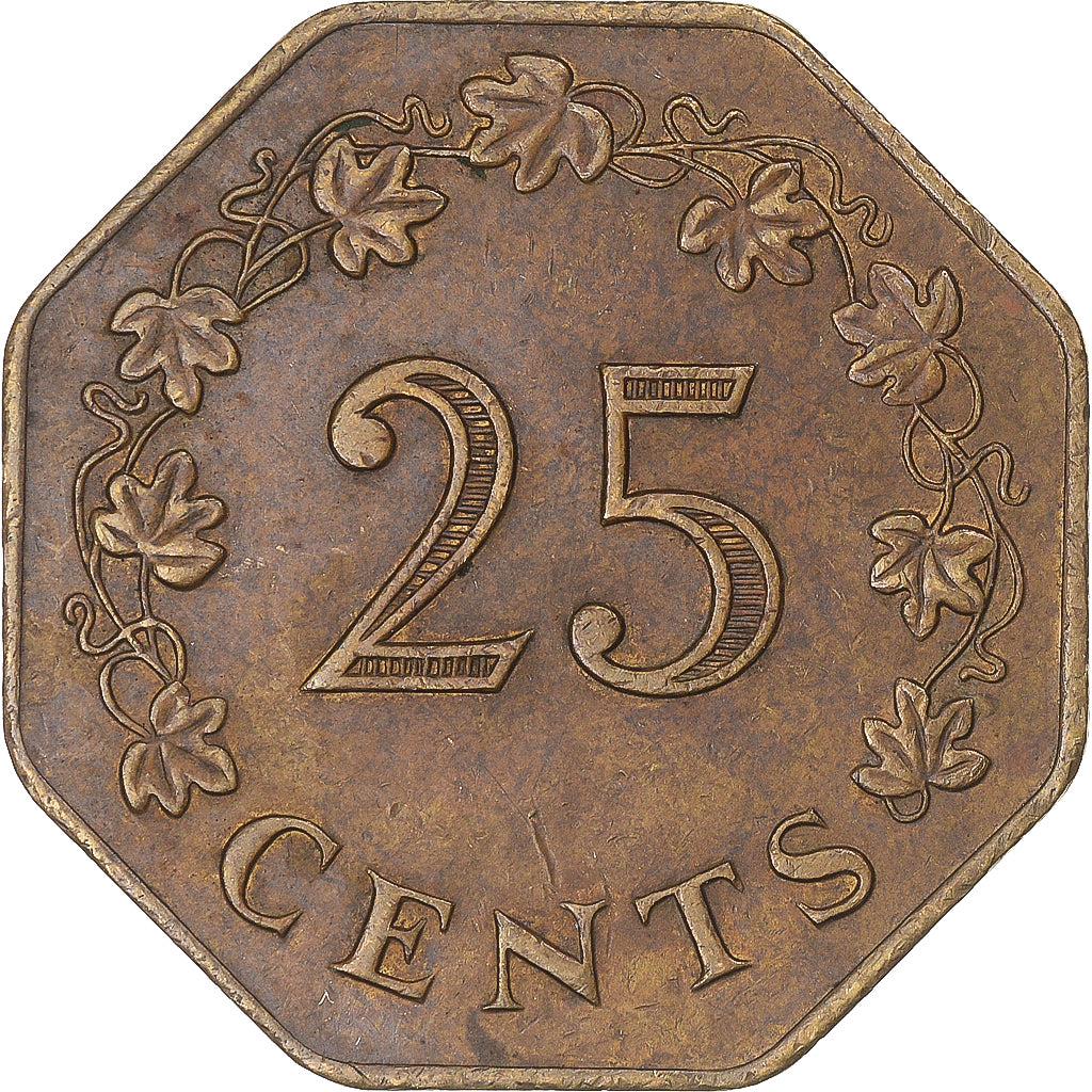 Moeda, Malta, 25 Cents, 1975