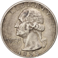 UNITED STATES, Washington Quarter, Quarter, 1958, U.S. Mint, KM #164,...