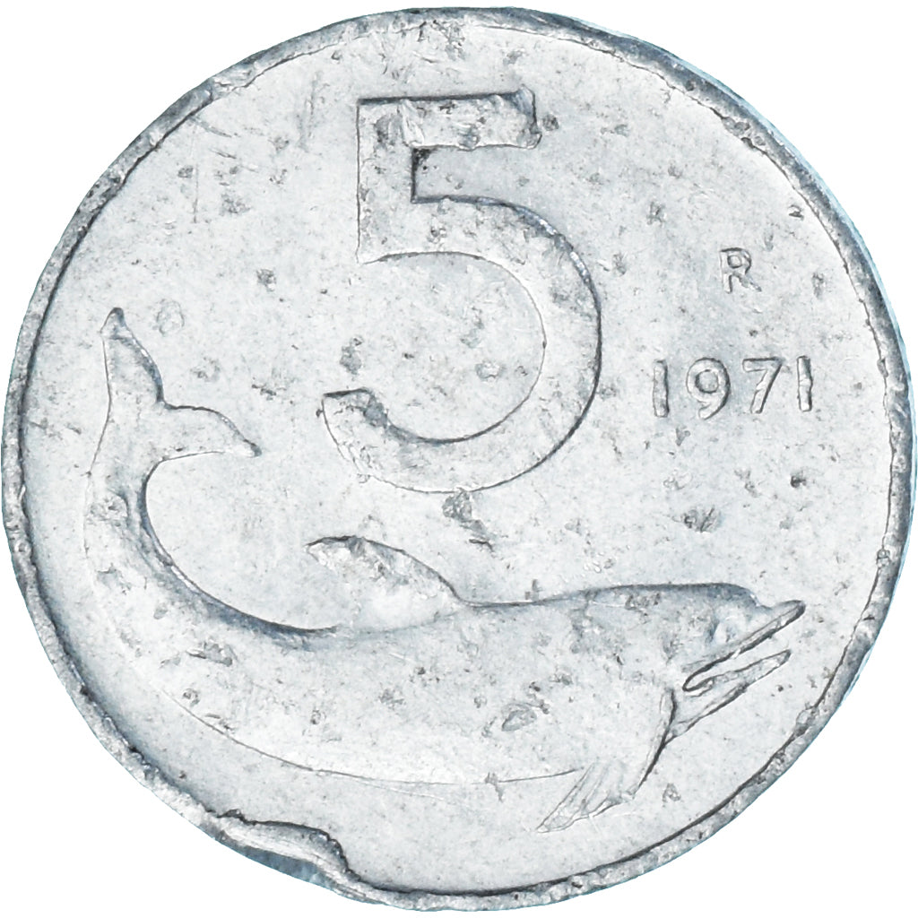 Moeda, Itália, 5 Lire, 1971