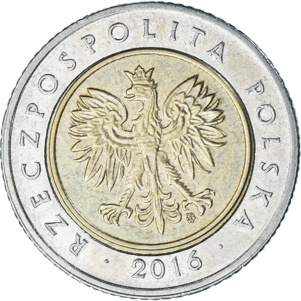 Moneda, Polonia, 5 Zlotych, 2016