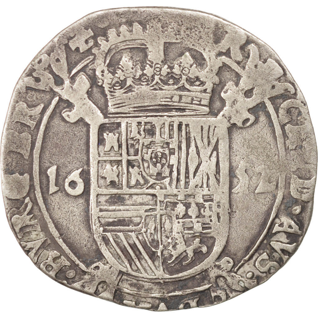 SPANISH NETHERLANDS, Escalin, 1652, Antwerp, KM #52.1, VF(30-35), Silver, 5.10