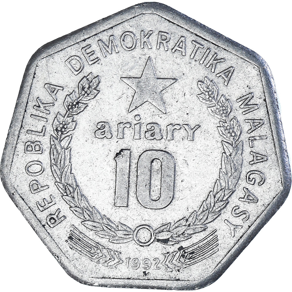 Moneta, Madagascar, 10 Ariary, 1992