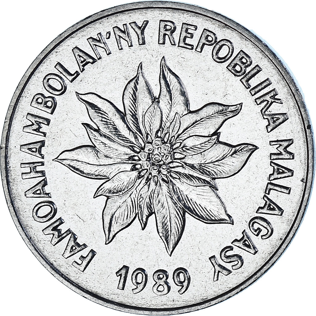 Moneta, Madagascar, 5 Francs, Ariary, 1989