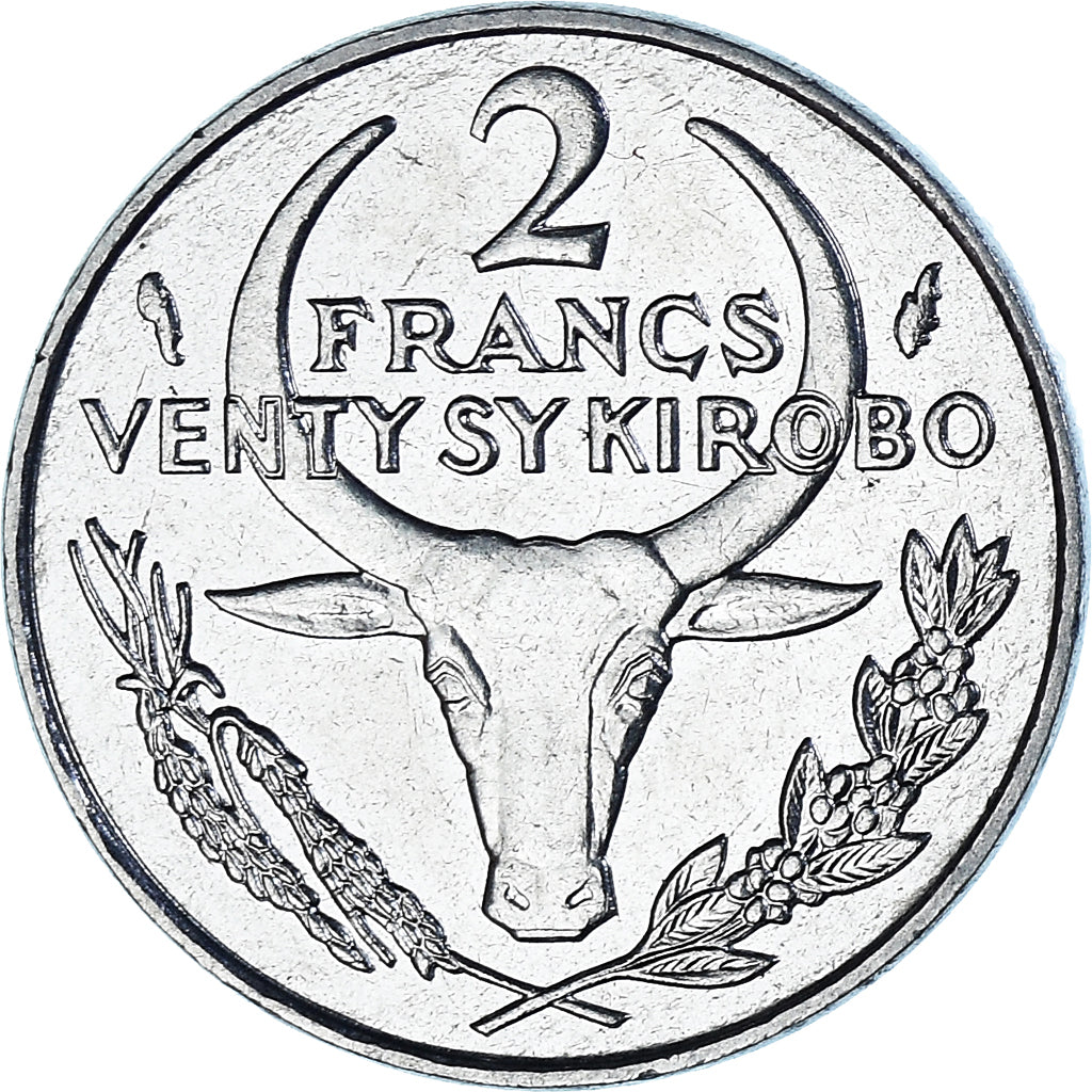 Moeda, Madagáscar, 2 Francs, 1986