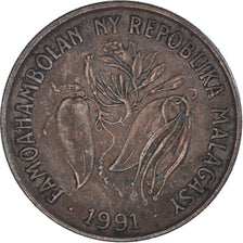 Coin, Madagascar, 10 Francs, 2 Ariary, 1991