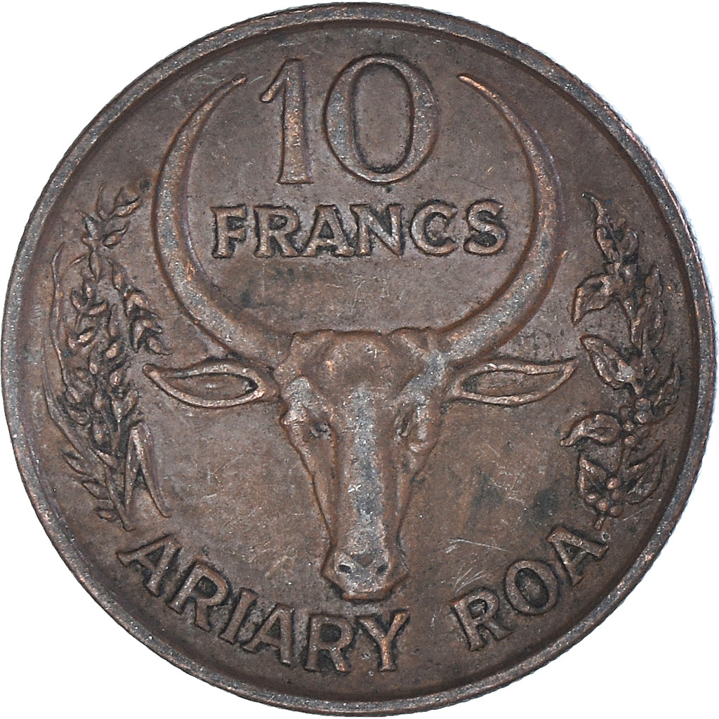 Coin, Madagascar, 10 Francs, 2 Ariary, 1991