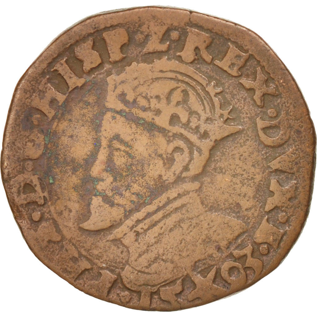 Belgium, Liard, 1593, Maastricht, VF(20-25), Copper, 5.36