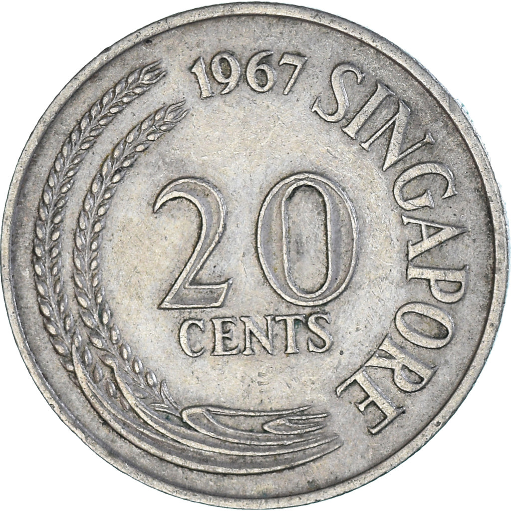 Coin, Singapore, 20 Cents, 1967