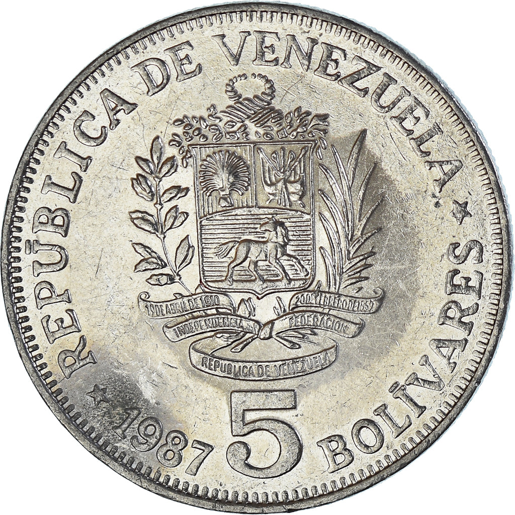 Coin, Venezuela, 5 Bolivares, 1987