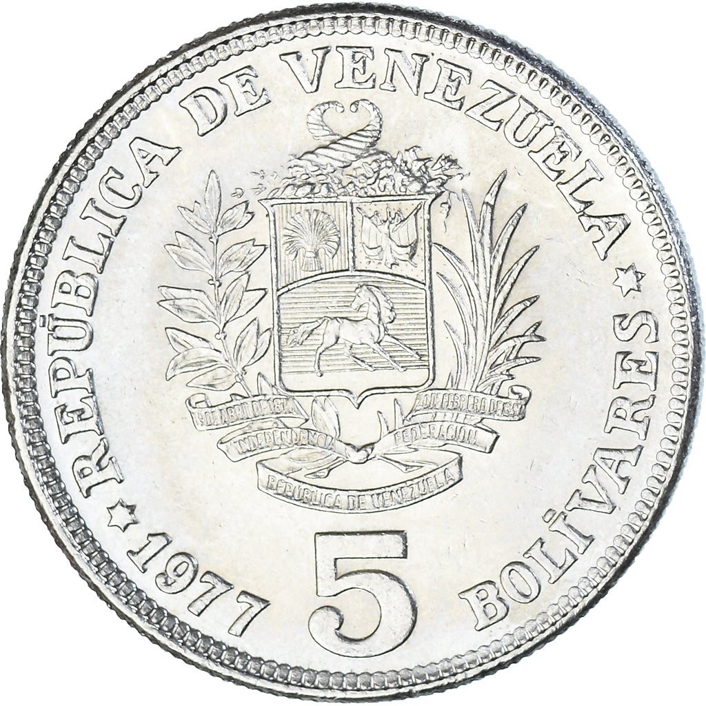 Monnaie, Venezuela, 5 Bolivares, 1977