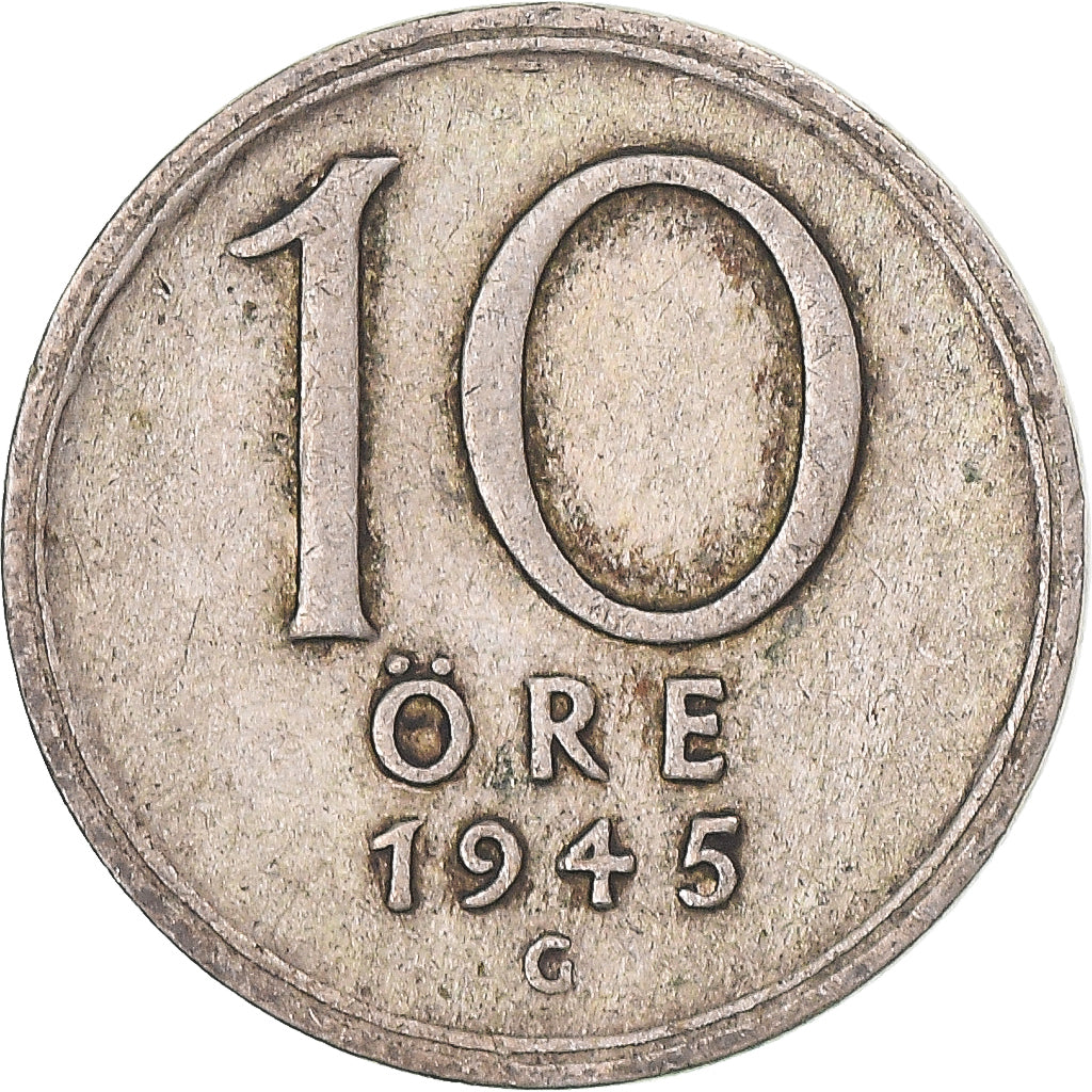 Monnaie, Suède, 10 Öre, 1945