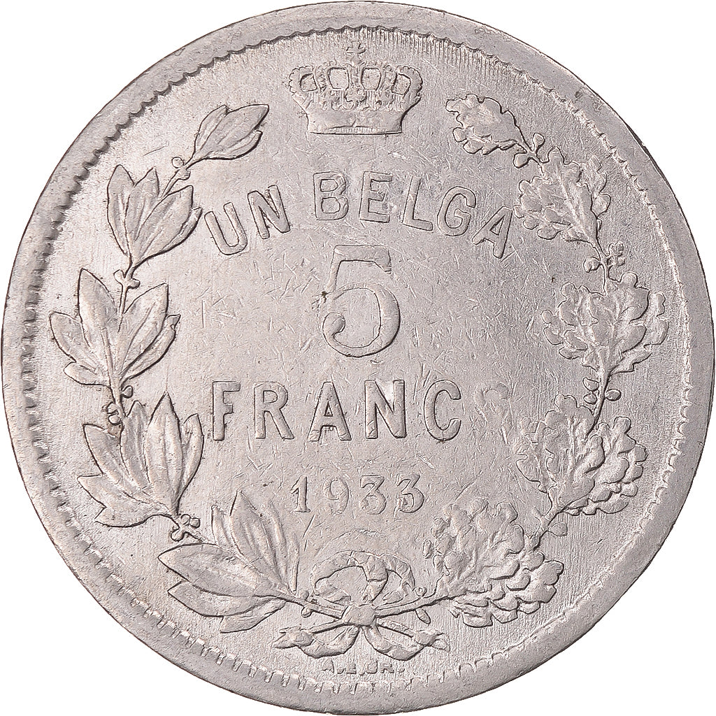Monnaie, Belgique, 5 Francs, 5 Frank, 1933