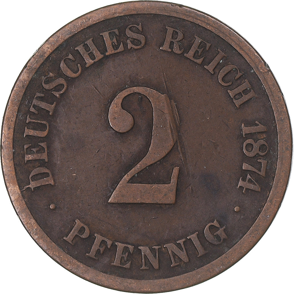Moeda, Alemanha, 2 Pfennig, 1874