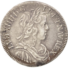 Francia, Louis XIV, 1/2 Écu à la mèche longue, 1/2 Ecu, 1652, Amiens, BB,...
