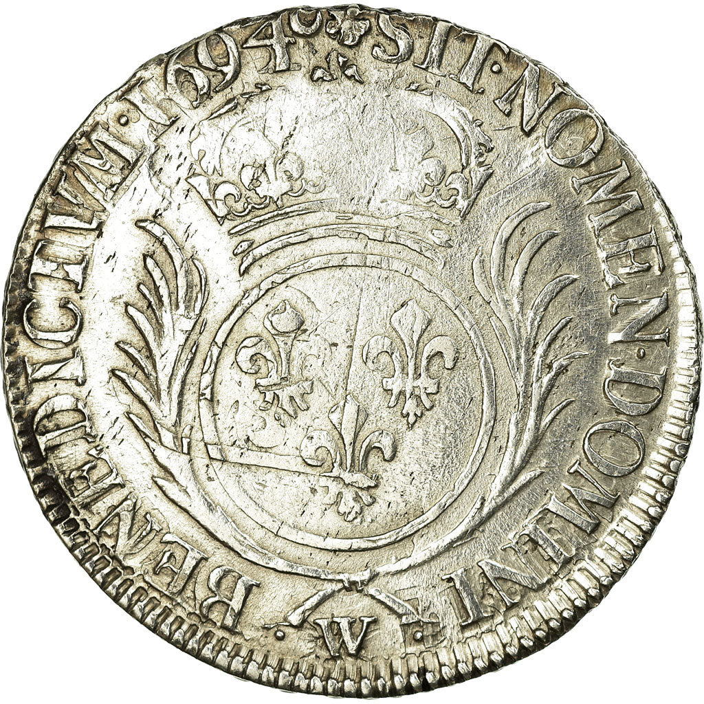 Monnaie, France, Louis XIV, 1/2 Écu aux palmes, 1/2 Ecu, 1694, Lille, TTB