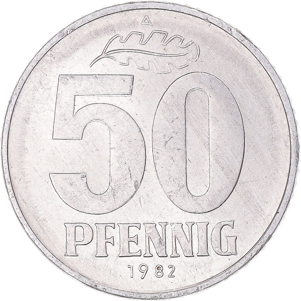 Moeda, ALEMANHA - REPÚBLICA DEMOCRÁTICA, 50 Pfennig, 1982