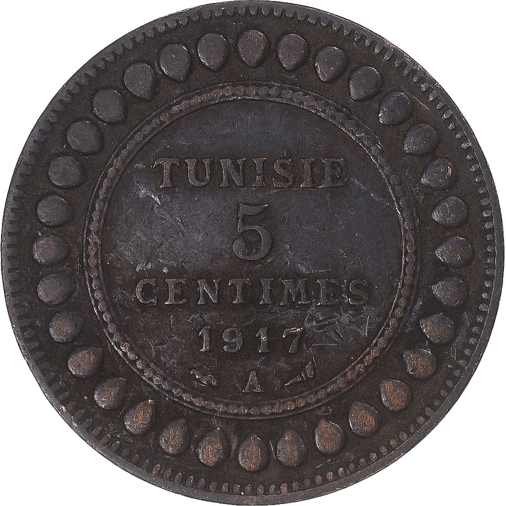 Munten, Tunisië, 5 Centimes, 1917