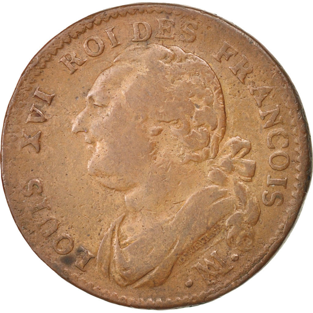 FRANCE, 12 deniers françois, 12 Deniers, 1791, Marseille, KM #600.11, EF(40-45),