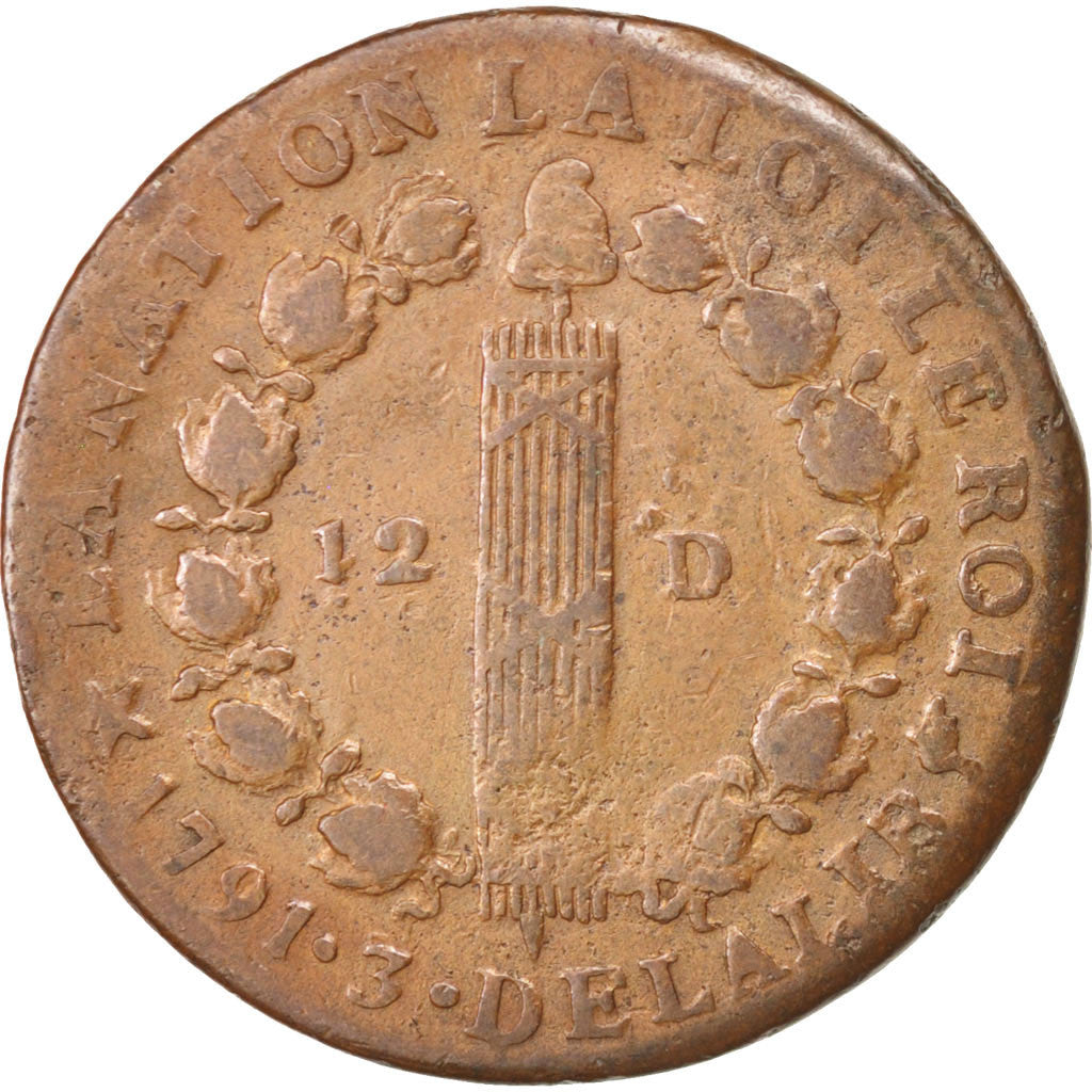 FRANCE, 12 deniers françois, 12 Deniers, 1791, Marseille, KM #600.11, EF(40-45),