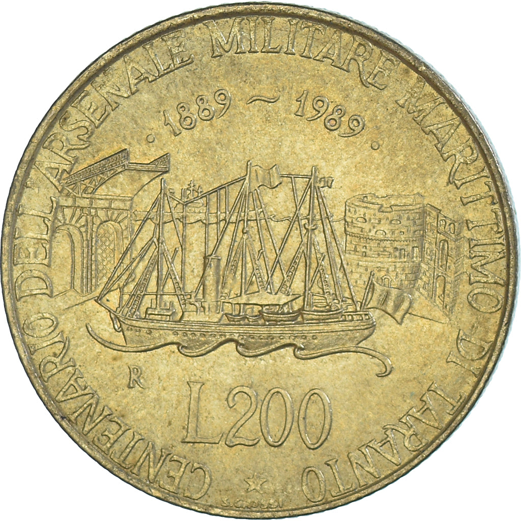 Münze, Italien, 200 Lire, 1989