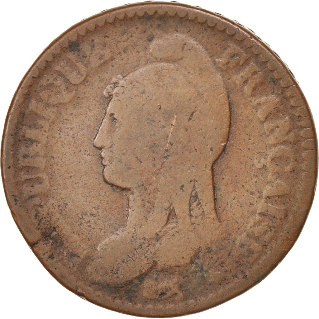 FRANCE, Dupré, 2 Decimes, 1795, Paris, KM #638.1, VG(8-10), Bronze, 31, Gadoury 