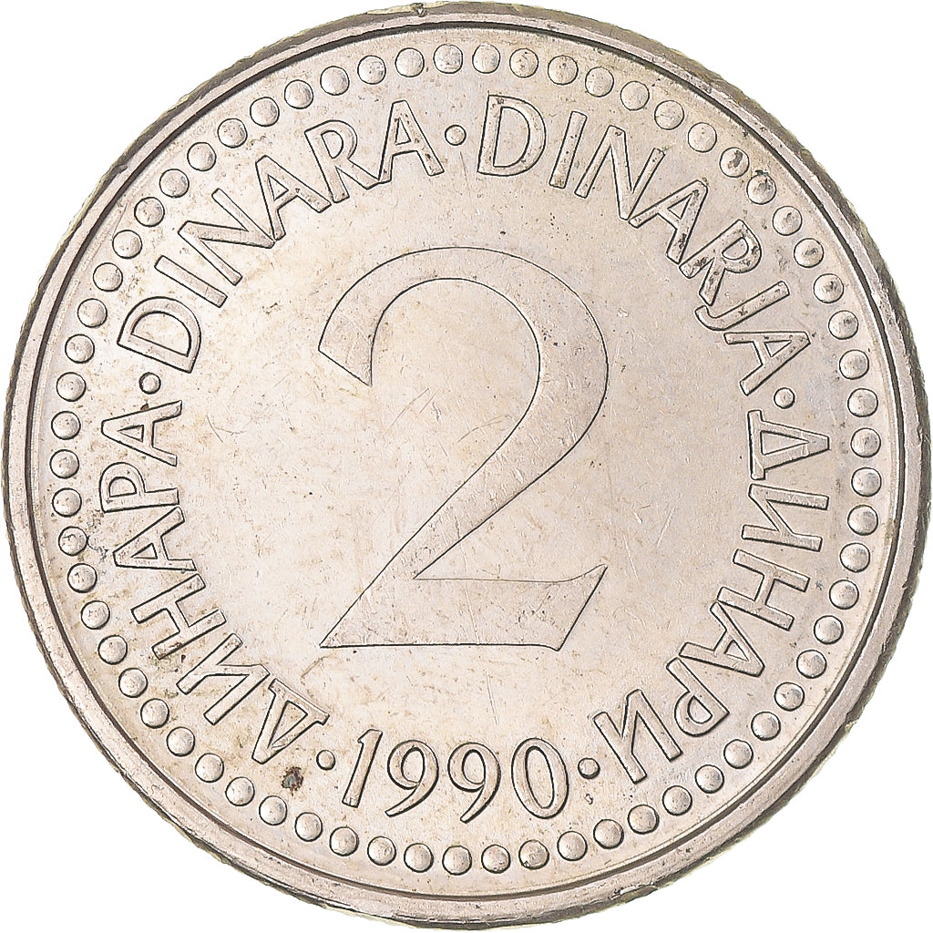 Monnaie, Yougoslavie, 2 Dinara, 1990