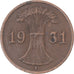 Munten, Duitsland, Reichspfennig, 1931