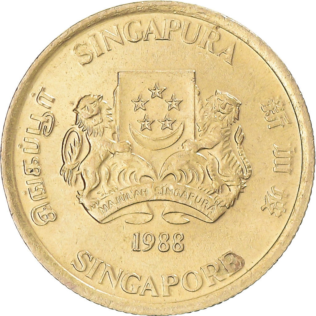 Moeda, Singapura, 5 Cents, 1988